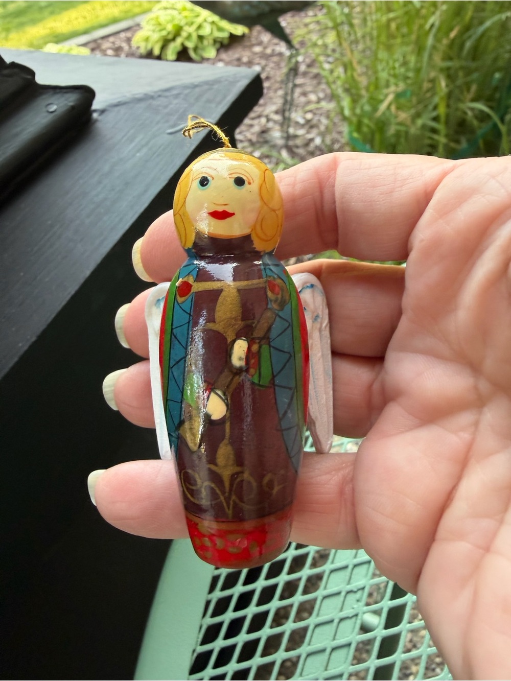 Vintage Midwest Cannon Falls Wooden Angel Ornament